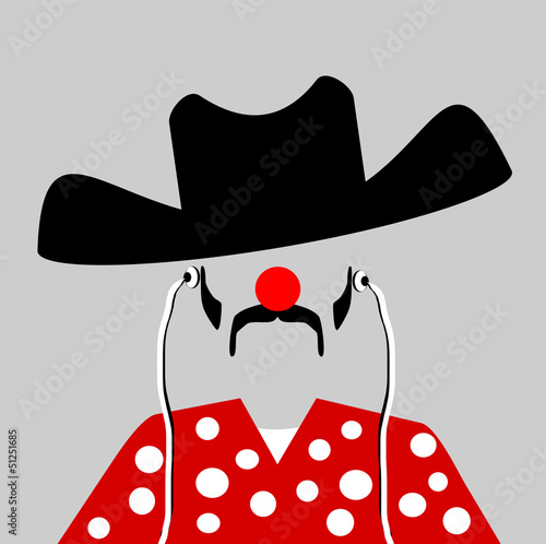 rodeo clown with polka dot shirt