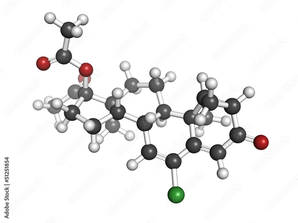 Cyproterone acetate (CPA) oral anticonceptive drug, molecular mo