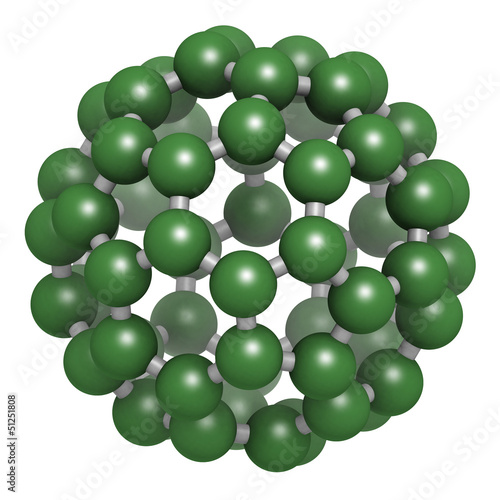 Buckminsterfullerene (buckyball, C60), molecular model. photo