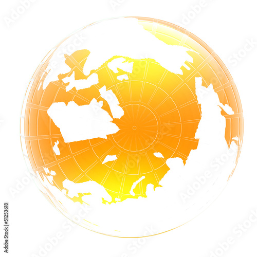 Yellow 3d globe icon with highlights