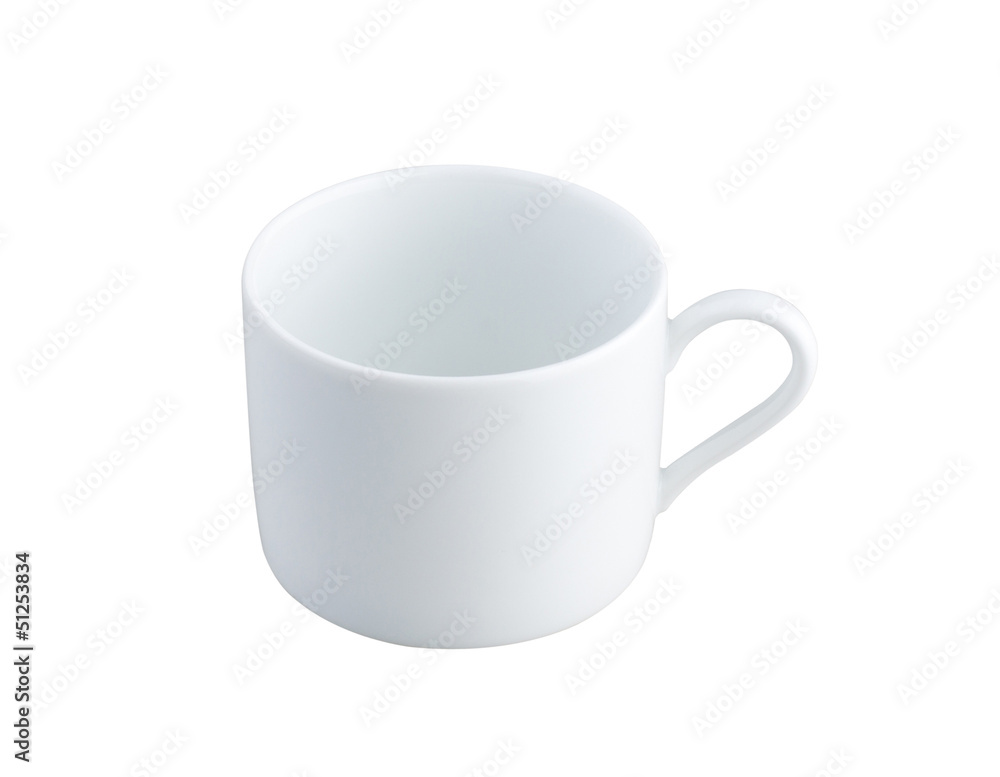 An empty white porcelain tea or coffee cup An empty white porcelain tea or coffee cup