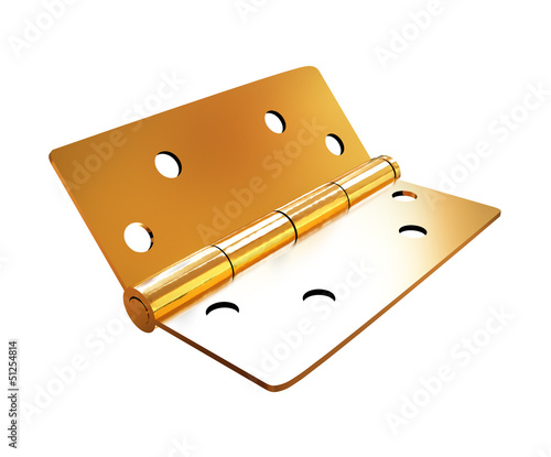 gold hinges isolated on white background