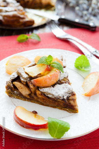 crispy slices of tart with baked apples