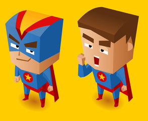 Stickers Superhelden Blauw superheldenduo in actiepose  © Ogerepus