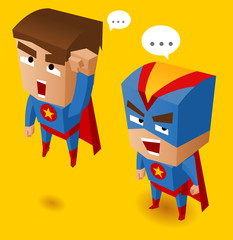 Stickers Superhelden Twee blauwe superhelden in actie  © Ogerepus