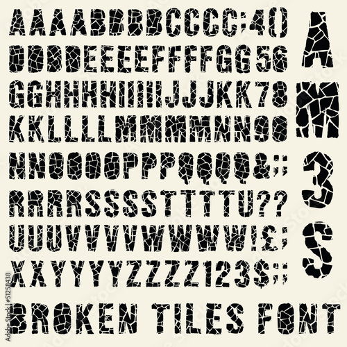 Broken tiles (trencadis) typeset