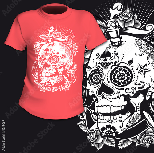 T-Shirt Print Sugar Skull
