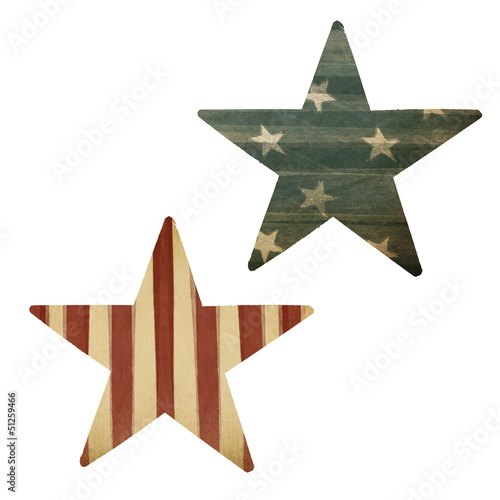 Two stars, American flag themed. Holiday design elements, isolat