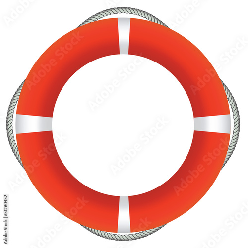 EPS-10 Vector of Red Life Buoy, Isolated On White Background