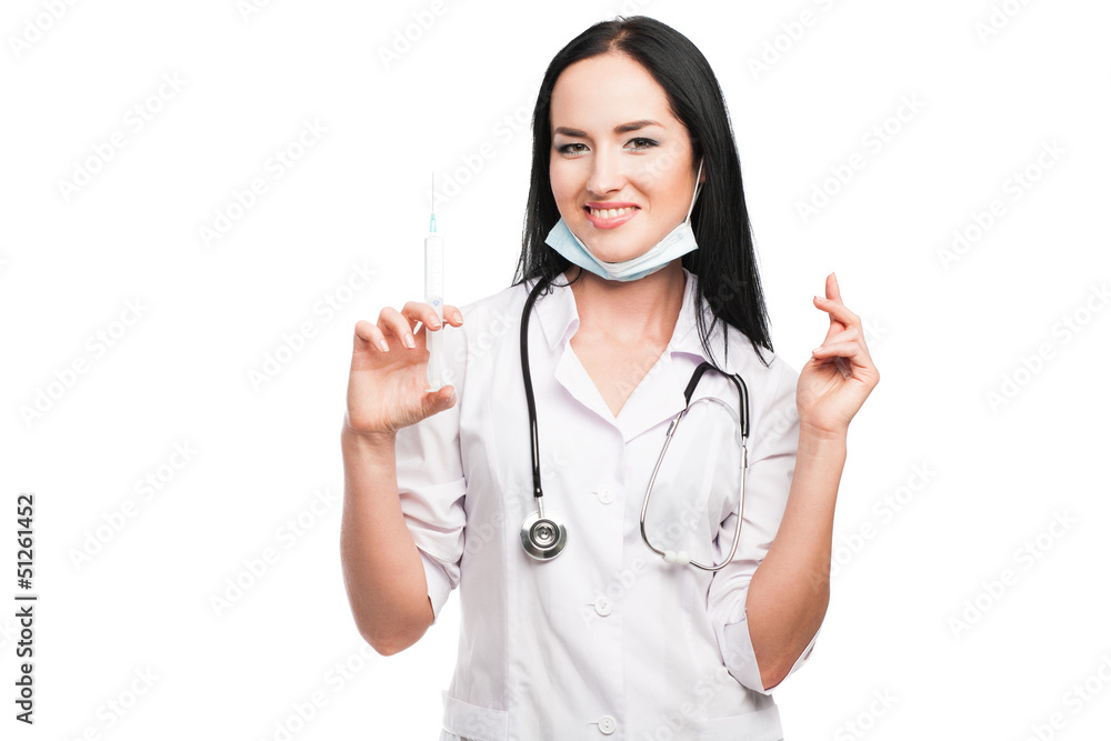 Medical doctor woman with a syringe Medical doctor woman with a syringe
