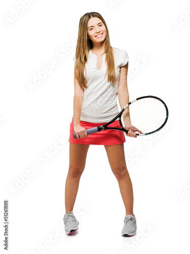 Young Woman Holding Racquet © Krakenimages.com