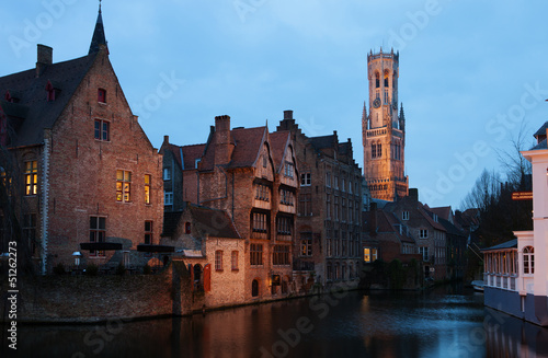 Bruges historic centre at Night, Belgium