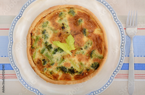 vegetable quiche on plate