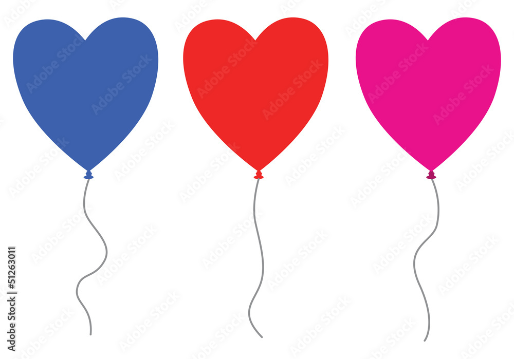 set of three heart balloons