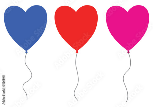 set of three heart balloons