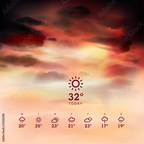 Weather widget template and sunrise theme background