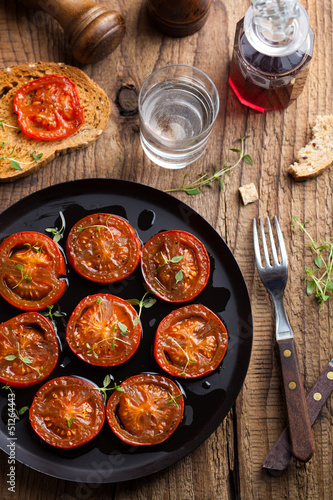 baked tomatoes with herbs and olive oil