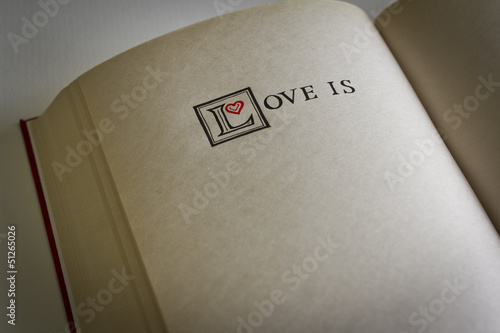 Vintage style Love is words in the blank book