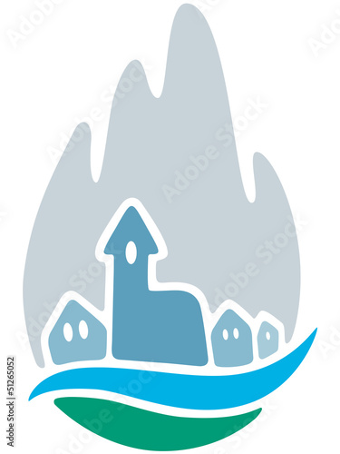 Logodesign eines Bergdorfes – Vektor und freigestellt