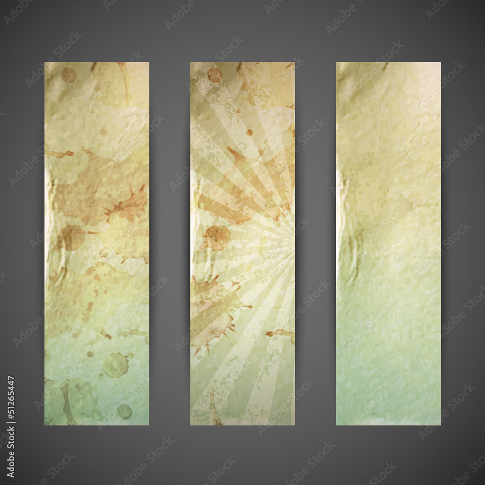 set of vintage banners with grunge cardboard texture