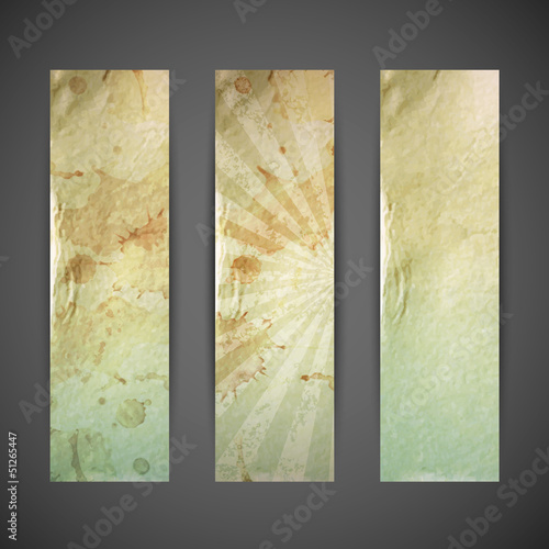 set of vintage banners with grunge cardboard texture