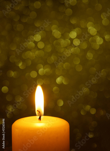Holiday Candle with glitter background