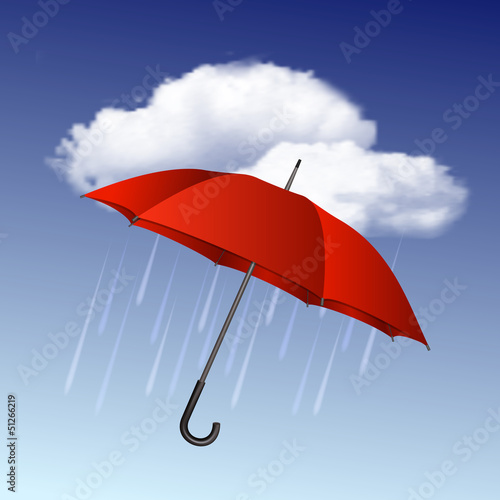 Rainy weather icon with clouds and umbrella