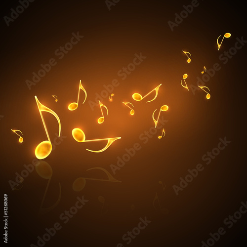 musical background with flowing golden notes