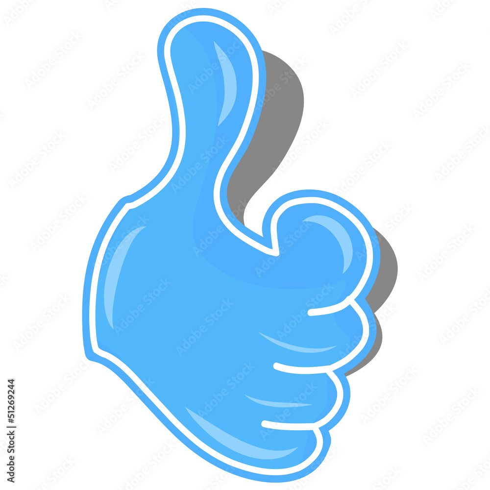 blue stickers of Very good hand gesture