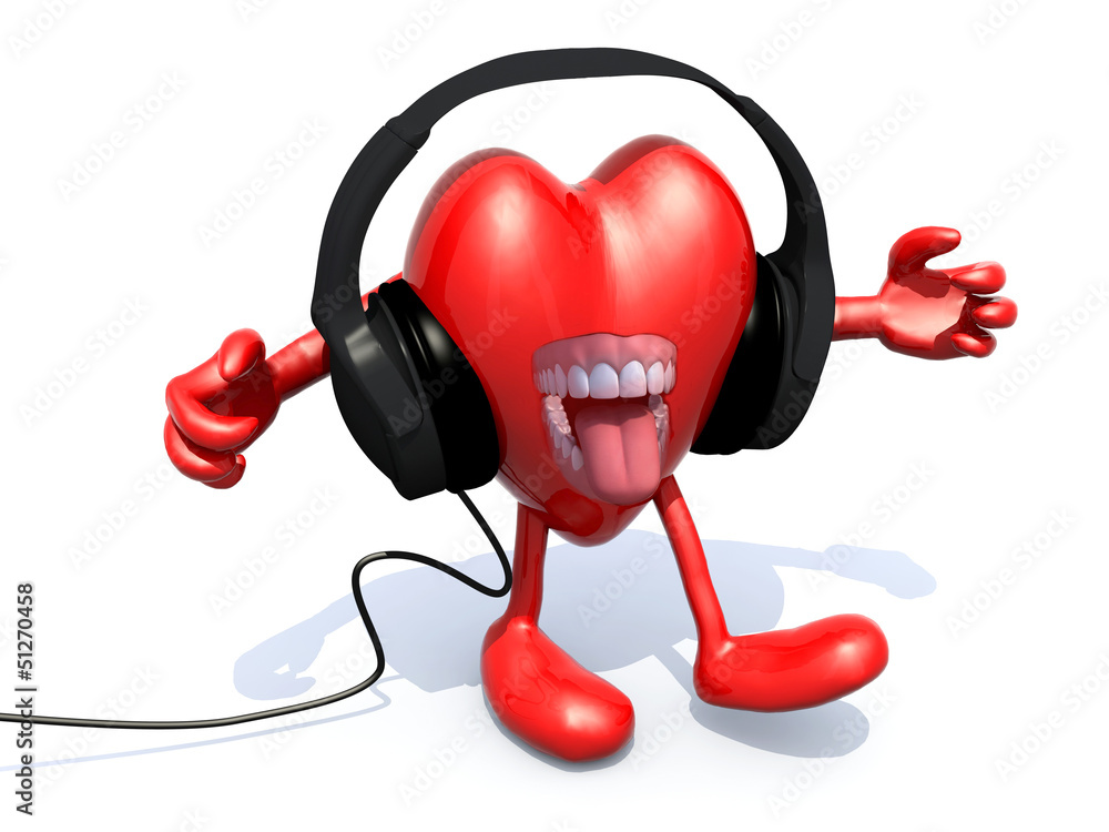 headphones on a big heart
