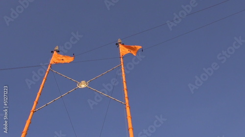 sikh flags with swords symbols in Amritsar Golden temple, India