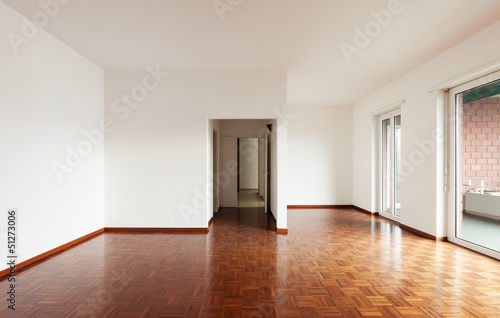 interior house empty  white walls parquet floor