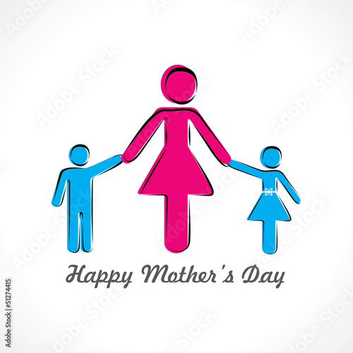 happy mothers day card with kids stock vector
