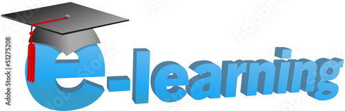 e-learning graduation cap word 3D