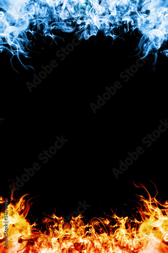 Red and blue fire.