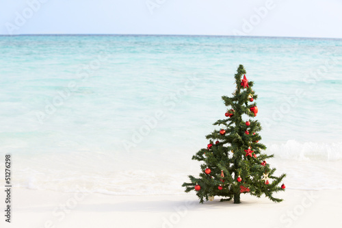 Christmas Tree On Beautiful Tropical Beach