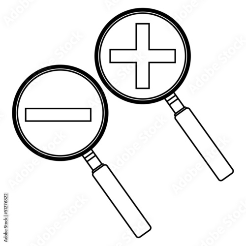 magnifying glass with the plus and minus. vector