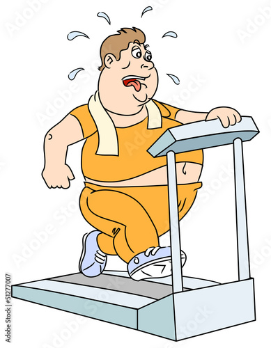 Fat man and  treadmill