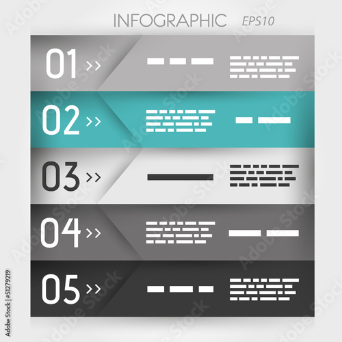 turquoise infographic five oblique options