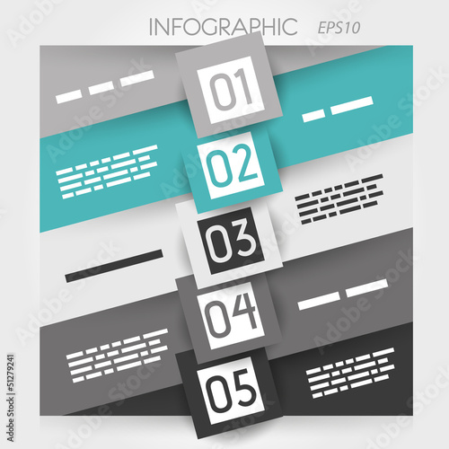 grey and turquoise oblique line infographic five options