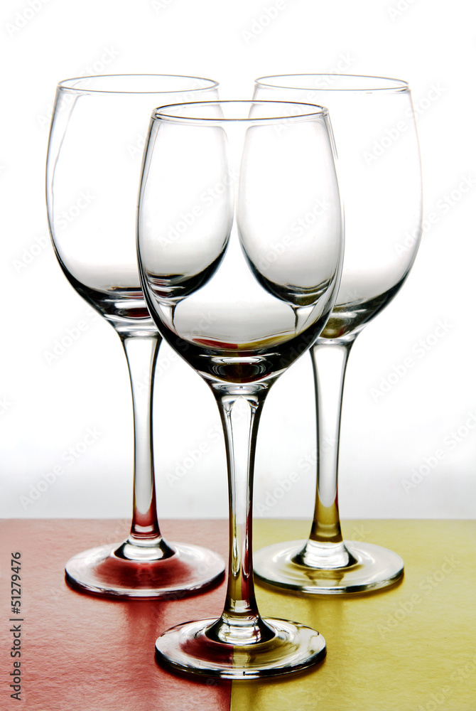 wine glasses on a colored background. wine glasses on a colored background.