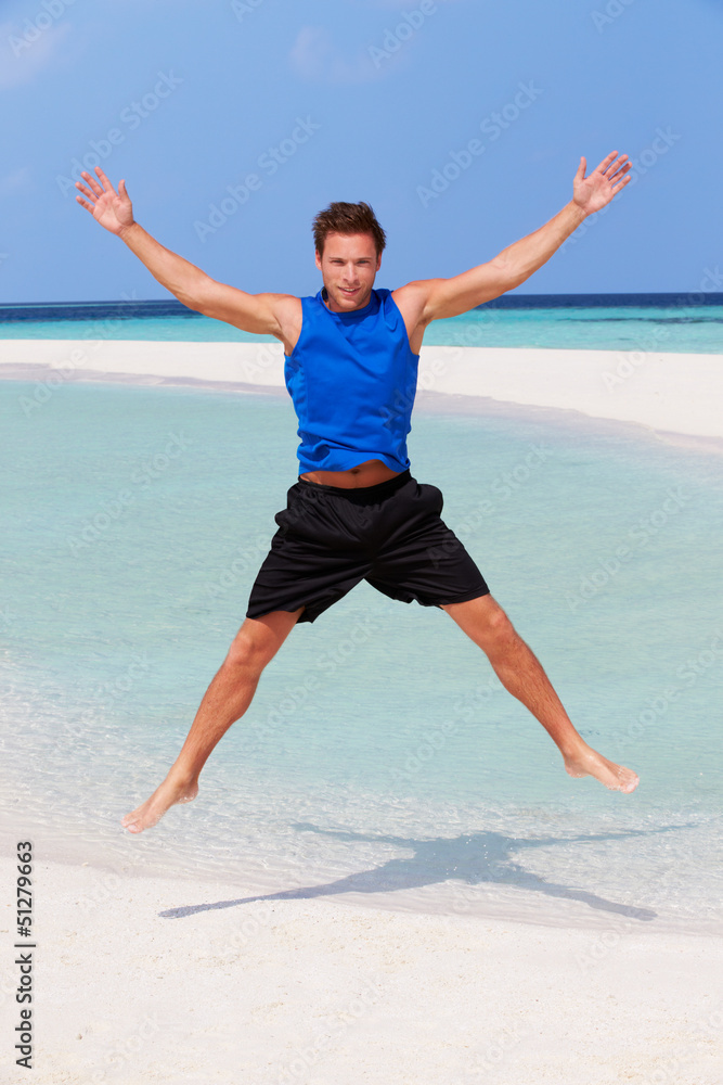 Man Exercising On Beautiful Beach Man Exercising On Beautiful Beach