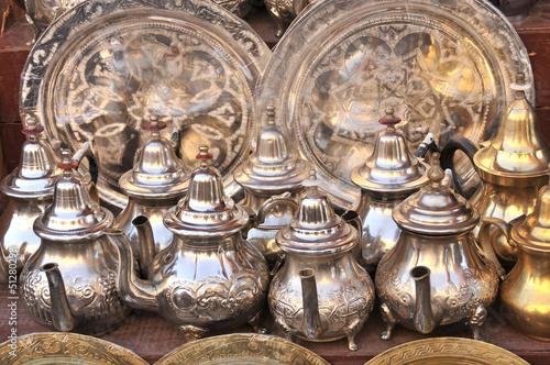 Moroccan Mint Tea Pots with silver tray