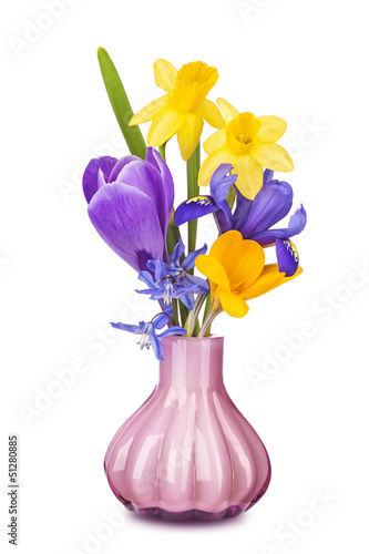 Fototapeta Naklejka Na Ścianę i Meble -  Colorful spring flowers in a vase