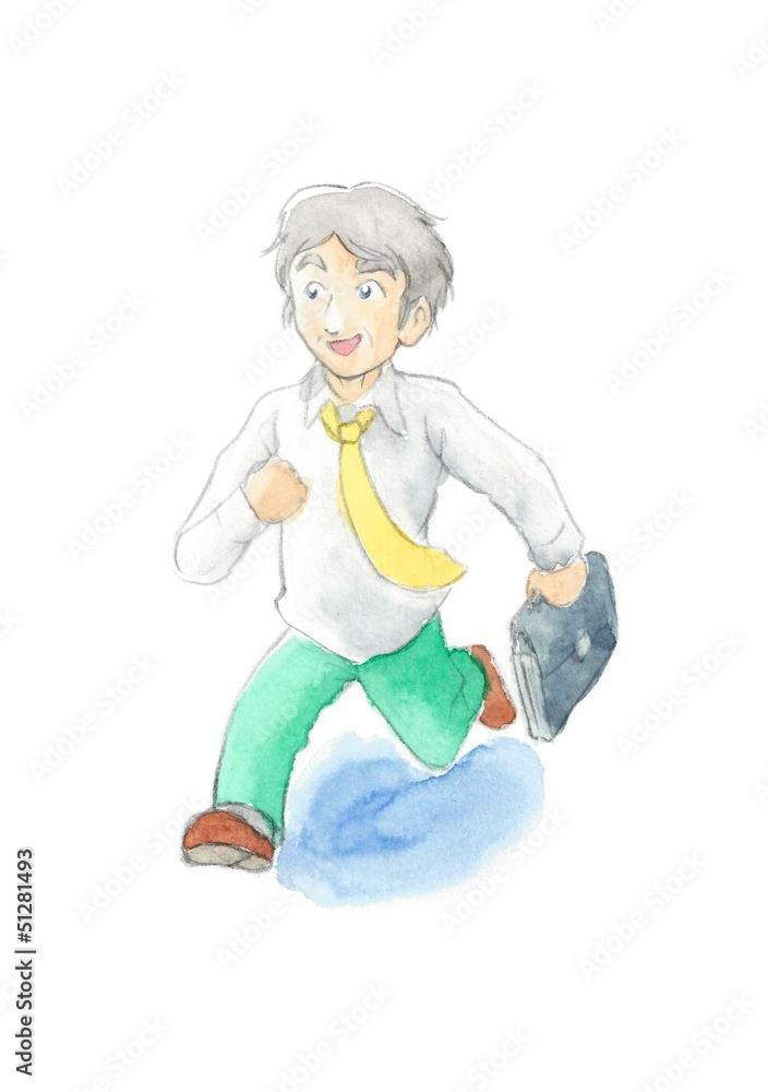走る中年男性 走る中年男性