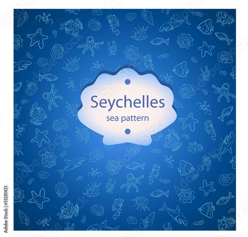 Pattern Sea Shells Blue