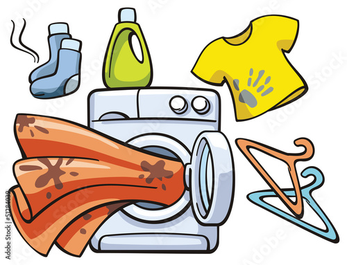 dirty clothes and washer