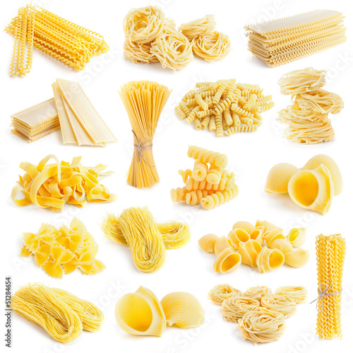 pasta collection isolated on white