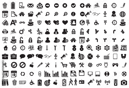 Vector black business icons set on white