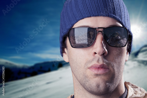 skier looking at the mountains